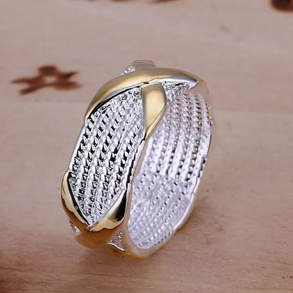 Wholesale! Prefect!Hot New High quality 925 Sterling Silver Fashion Jewelry Ring Gold "X" Hot Sale