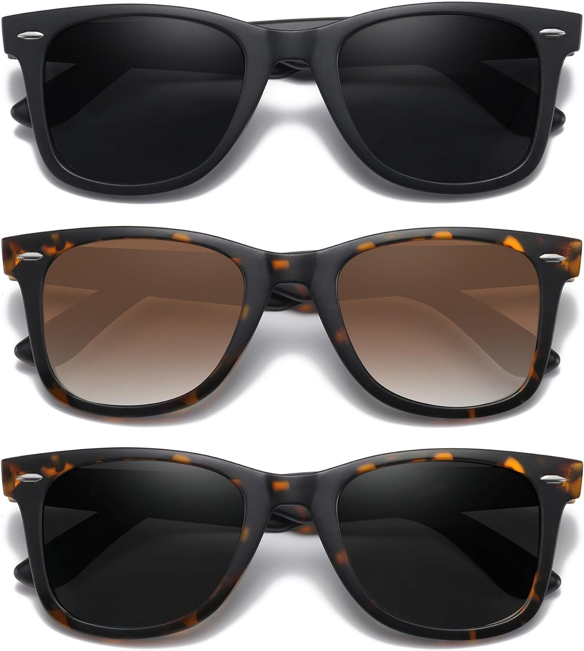 Retro Polarized Sunglasses for Women Men Classic Mirror Lens Driving Trendy Sun Glasses UV Protection (3 Pack)