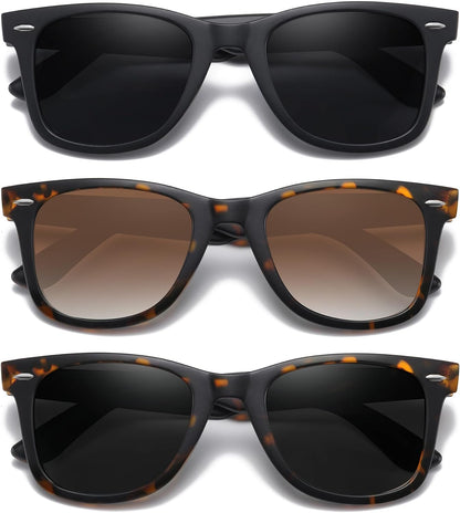 Retro Polarized Sunglasses for Women Men Classic Mirror Lens Driving Trendy Sun Glasses UV Protection (3 Pack)