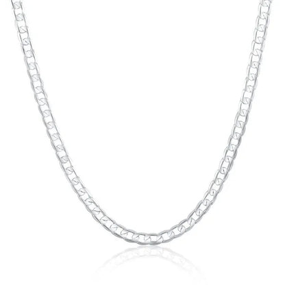European and American Fashion 925 Sterling Silver Italian Curb Link Chain Necklace Bracelet 925 Silver High Quality Jewelry Sets for Women and Men