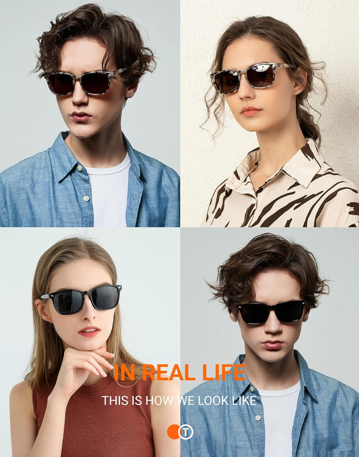 Polarized Sunglasses for Womens and Mens,Classic Square Frames Shades for UV Protection, Stylish and Trendy Sunnies