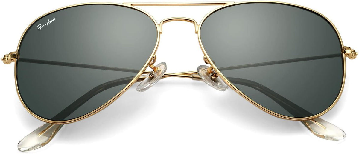 Classic Aviator Sunglasses for Men Women 100% Real Glass Lens