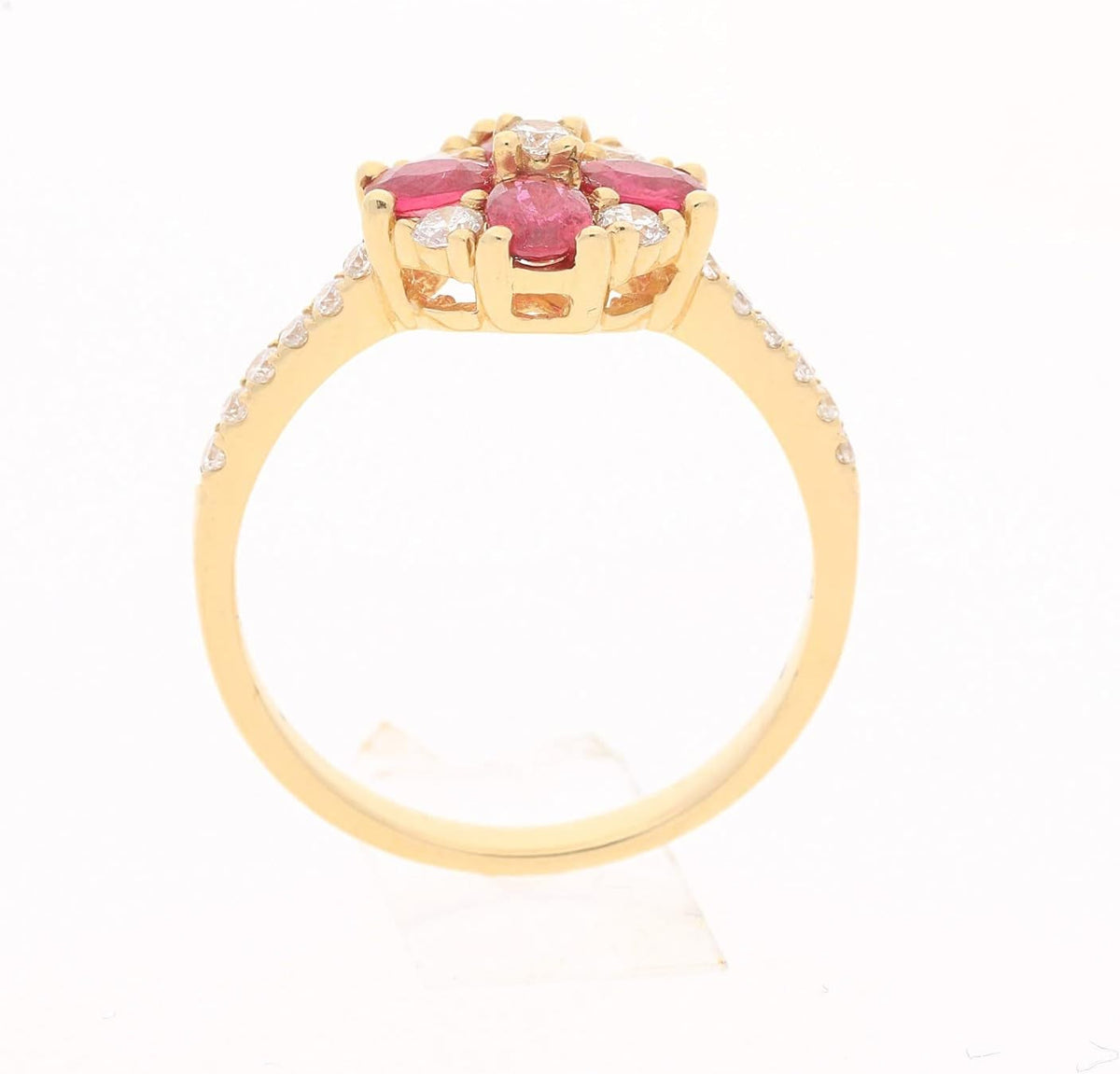 18K Yellow Gold Mozambique Genuine Ruby Ring with Diamonds for Women | Ethically, Authentically & Organically Sourced (Oval) Shaped Ruby Hand-Crafted Jewelry for Her | Ruby Ring for Women