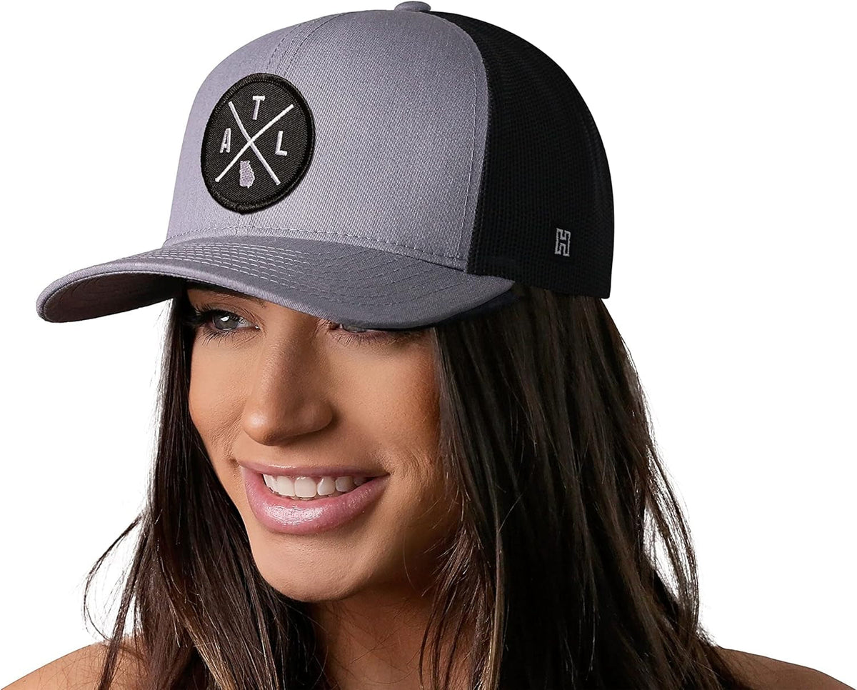 State City Trucker Hat for Men & Women, Adjustable Baseball Hat, Mesh Snapback, Sturdy Outdoor Black Golf Hat