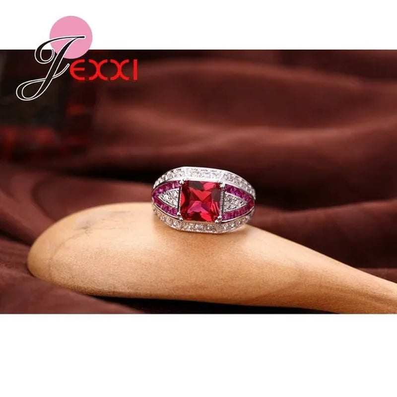 Fashion Elegant Anniversary Rings For Lady Rose CZ  925 Sterling Silver Wedding Engagement Ring Jewelry Gift