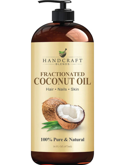 Fractionated Coconut Oil - 16 Fl Oz - 100% Pure and Natural - Premium Grade Carrier Oil for Skin, Hair and Body - Massage - Hair Tonic