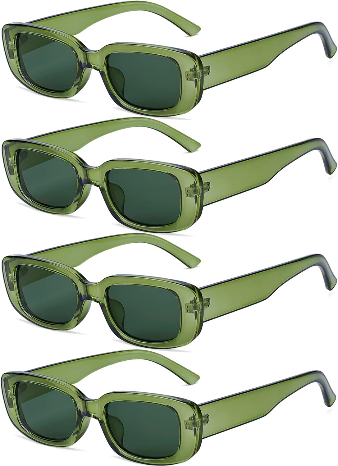 4 Pieces Retro Vintage Sunglasses Small Square Rectangle 90s Glasses Trendy Y2K for Women Aesthetic Accessories