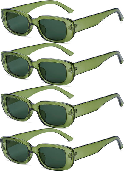 4 Pieces Retro Vintage Sunglasses Small Square Rectangle 90s Glasses Trendy Y2K for Women Aesthetic Accessories