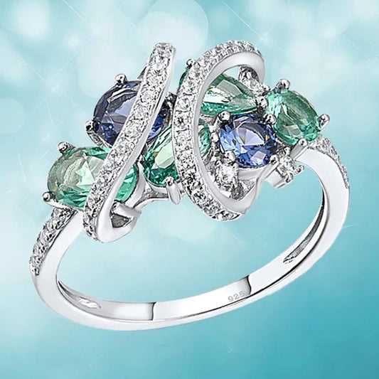Trendy Luxury Creative Ladies Stone Ring Sparkling Twisted Zircon Ring Bridal Wedding Engagement Ring Mother's Day Birthday Party Anniversary Gift High Jewelry Anillo De Compromiso