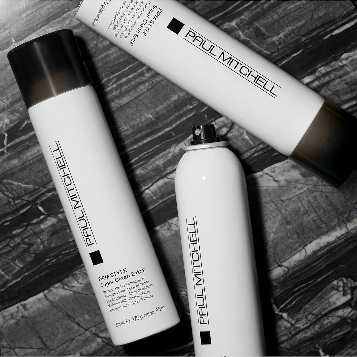 Paul Mitchell Super Clean Extra Finishing Hairspray, Maximum Hold, Shiny Finish, for All Hair Types, 9.5 Oz.