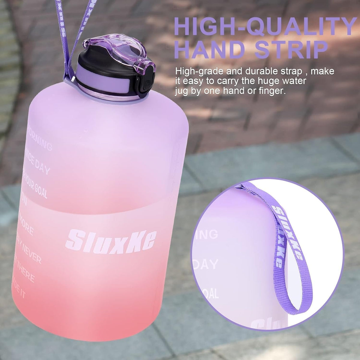 1 Gallon Motivational Sports Water Bottle with Time Marker, BPA Free 128Oz Leak Proof Jug, Black, Plastic, 128 Ounces, Fitness, Sports, Outdoor Activities