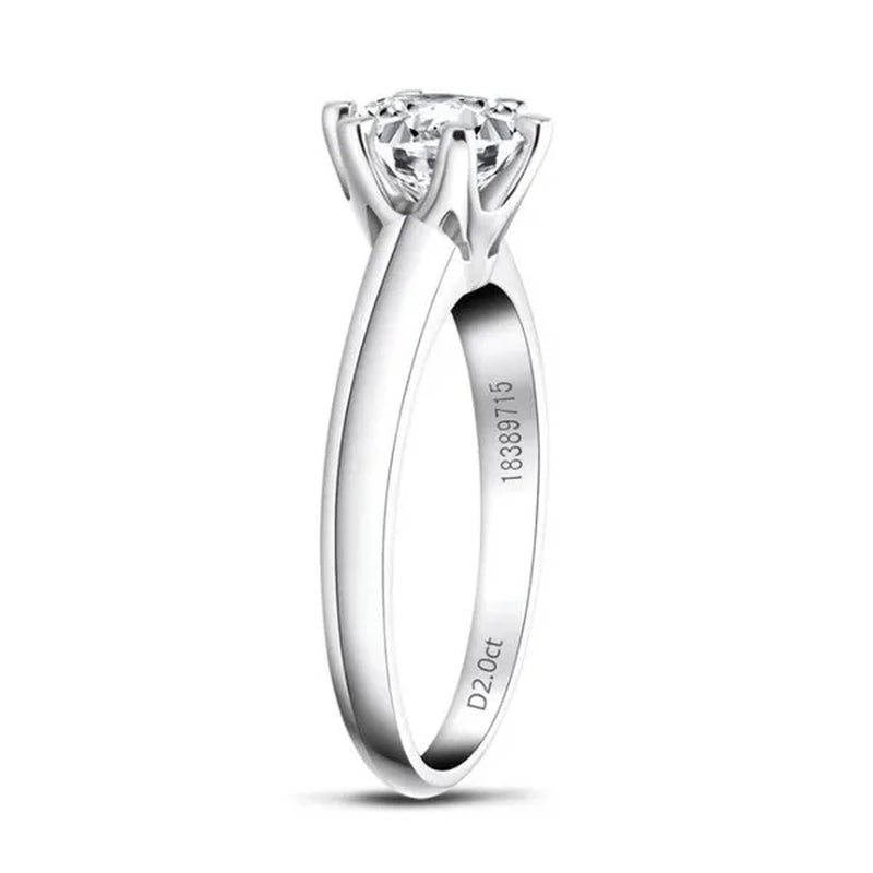 18k White Gold 2Ct Round Cut Moissanite Solitaire Six Claw Diamond Engagement Wedding Ring Jewelry Gifts Size 6-10 with Certified