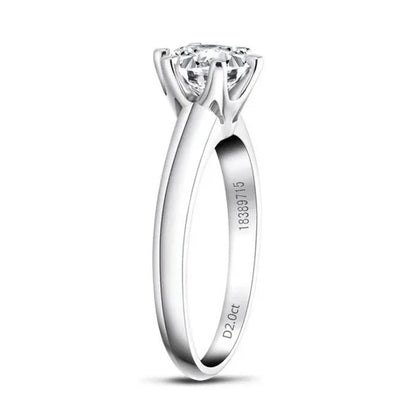 18k White Gold 2Ct Round Cut Moissanite Solitaire Six Claw Diamond Engagement Wedding Ring Jewelry Gifts Size 6-10 with Certified