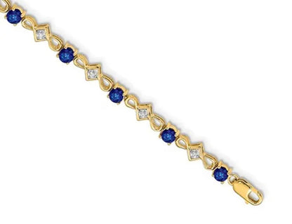 1.65 Carat (ctw) Natural Blue Sapphire Bracelet with Diamonds in 14K Yellow Gold