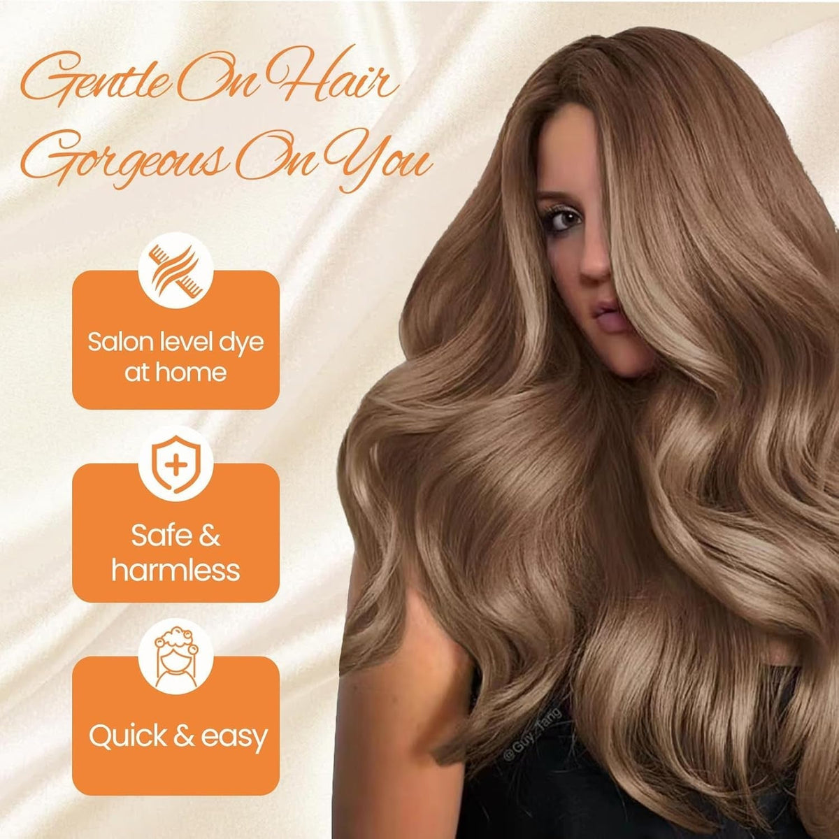 Hair Dye Shampoo 3-In-1 Champu Para Canas Mujer, Instant Coffee Herbal Hair Color Treated Shampoo, Natural Brown Long Lasting Easy to Use, for Women Men, 500Ml
