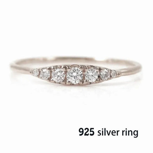 Women's Fashion Exquisite Small 925 Sterling Sliver Tiny Baguette Diamond Ring Stacking Ring Dainty Ring Stackable Ring Gift for Women Size 5-12
