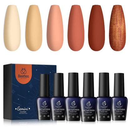 Nail Set 6 Colors Sandstorm Collection Nude Pink Peach Brown Natural Manicure Kit Soak Off Uv Led Lamp Needed for Women Gift Diy Home
