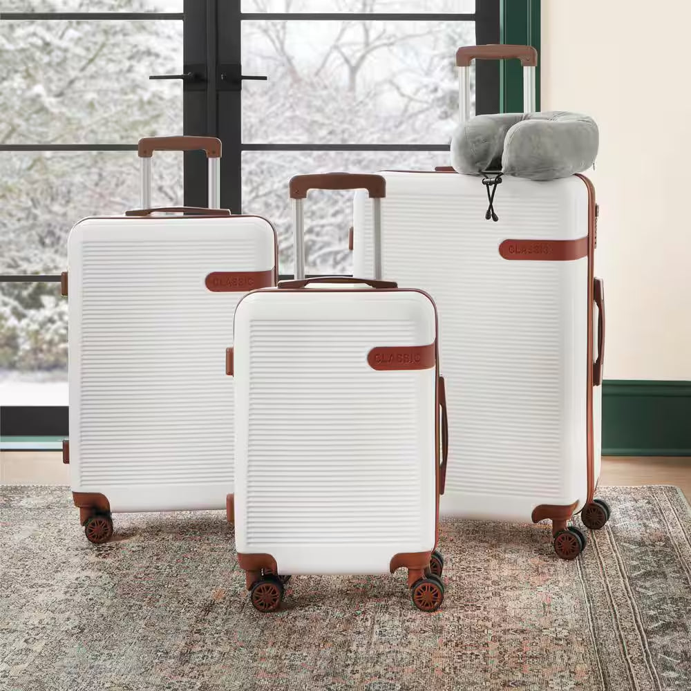 Catalina Waves Nested Hardside Luggage Set in White, 3 Piece - TSA Compliant