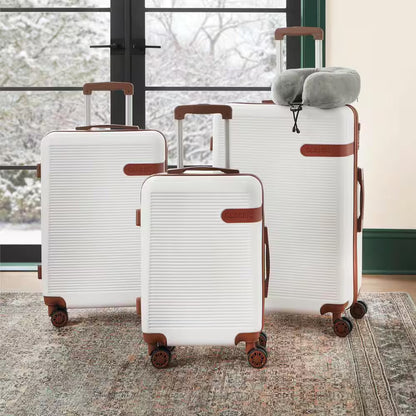 Catalina Waves Nested Hardside Luggage Set in White, 3 Piece - TSA Compliant