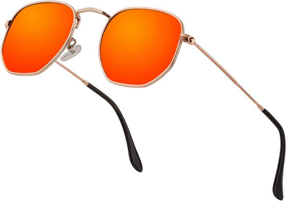 Hipster Hexagonal Polarized Sunglasses Men Women Geometric Square Small Vintage Metal Frame Retro Shade Glasses