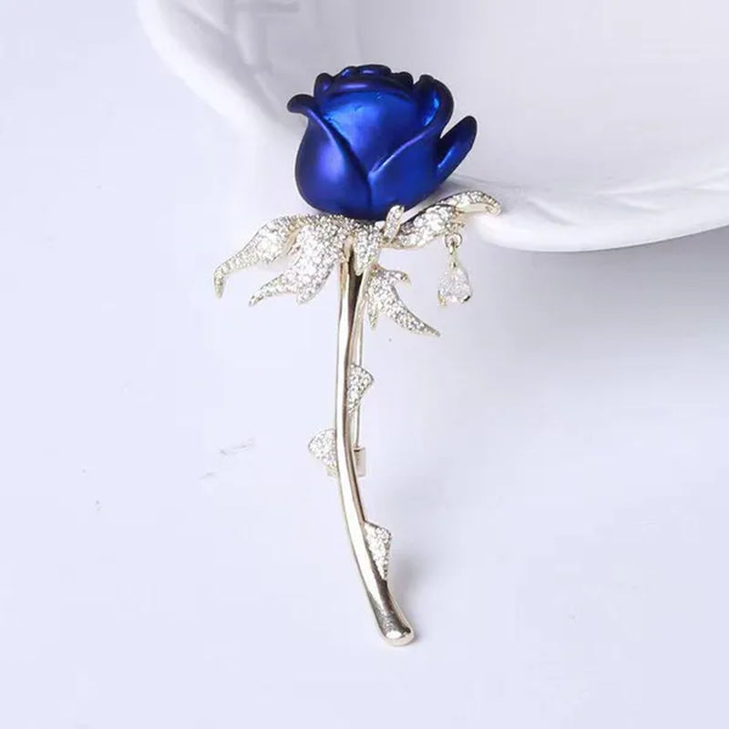 Fashion Diamond Inlaid Rose Brooch Temperament Elegant Flower Tassel Brooch Clothing Accessories Pin Clothing Brooch