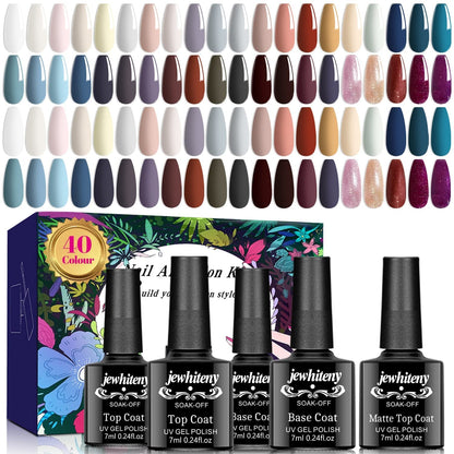 27 Colors Gel Nail Polish Kit with U V Light, 120W U V LED Nail Dryer Lamp Curing Gel Nail Polish Set Popular Gel Nail Polish Set DIY at Home, Nail Manicure Tools