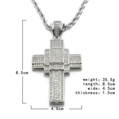 Fashion Necklace Men Women Cross Pendant Necklace Gold/Silver Stainless Steel Diamond Necklace Pendant