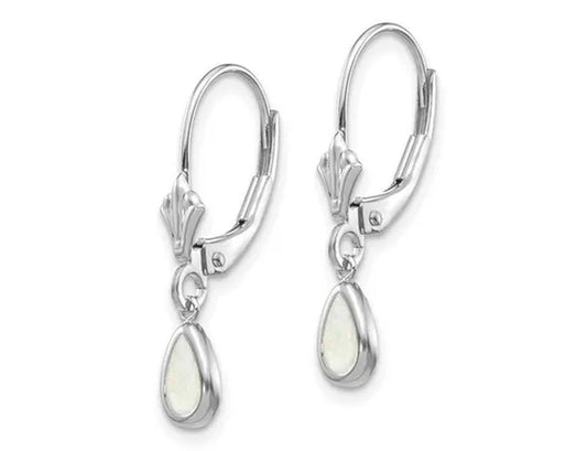 1/2 Carat (ctw) Opal Drop Earrings in 14K White Gold