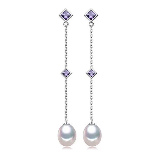 Majesty Diamonds MDS170006 Freshwater Pearls Fancy Earrings in .925 Sterling Silver