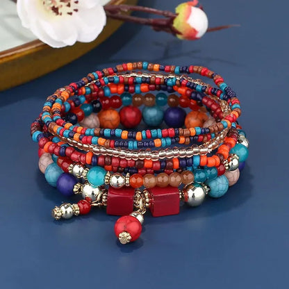 Bohemian Bracelet Sets for Women - Stackable Stretch Bracelets Multi-color Boho Jewelry for Women Hippie Bracelets Dainty Jewelry Best Friend Gift