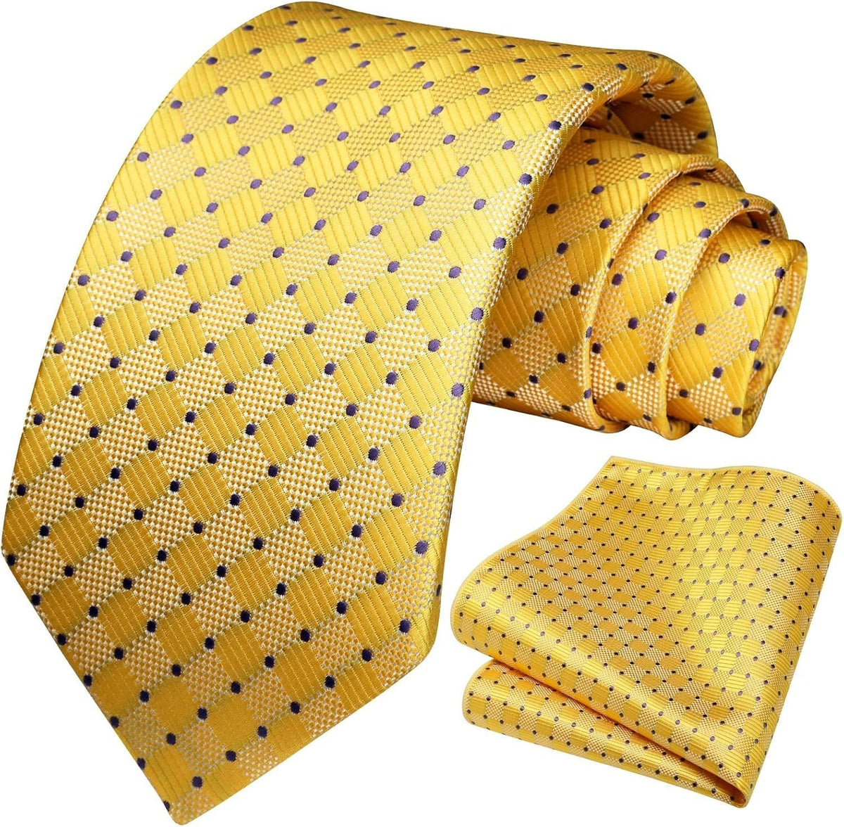 Mens Ties Plaid Tie and Pocket Square Set Classic Woven Formal Checkered Neckties & Handkerchief Wedding Party
