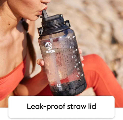 64 Oz Motivational Water Bottle with Straw Lid with Time Marker, Half Gallon, Premium Quality BPA Free Tritan Plastic, Pistachio Green