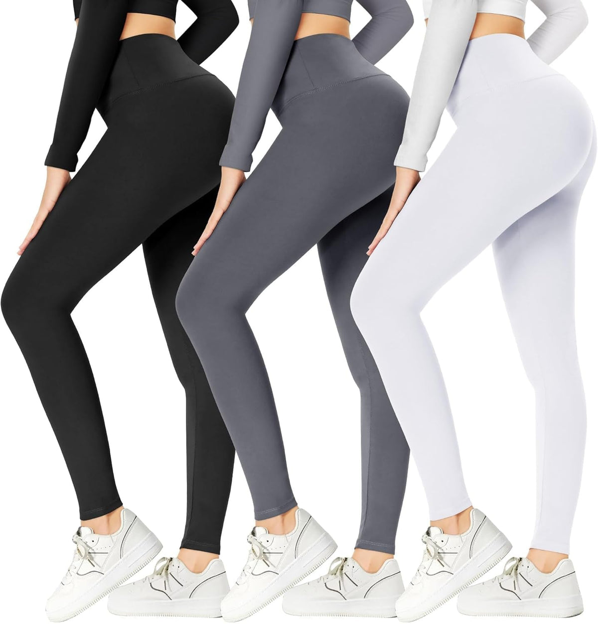 3 Pack Capri Leggings for Women - Stretch Tummy Control Yoga Pants for Cycling Workout