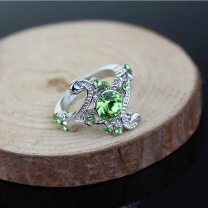 New Hogwarts Slytherin Ring Classic Magic School Charm Green Crystal Tsavorite Wedding Rings 925 Sterling Silver Engagement Rings