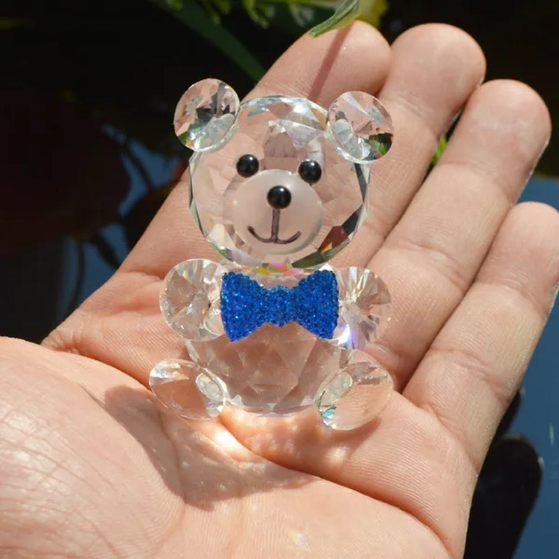 Crystal Cute Bear Figurine Miniatures Glass Decorative Animal Paperweight For House Ornaments Home Decor Kids Gifts