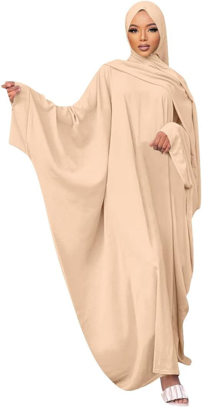 Muslim Dress for Women Pakistani Kaftan Abaya Robe + Hijab Arabic Islamic Prayer Clothes Dubai Outfits