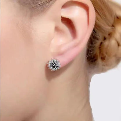 2022 8mm(2.0ct)  Moissanites Diamond Ear Studs 925 Silver Six Star Snowflake  Pink Gift Box Packing Round Brilliant Cut 8mm(2.0ct) D Color Jewelry with Certification