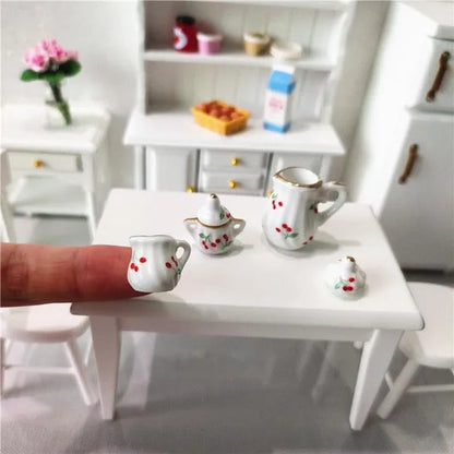Mini Ceramics Tableware Tea Set with Cups Toy Doll House Accessories Ceramics Miniatures Scene 1:12 /1:16 Kids Toy