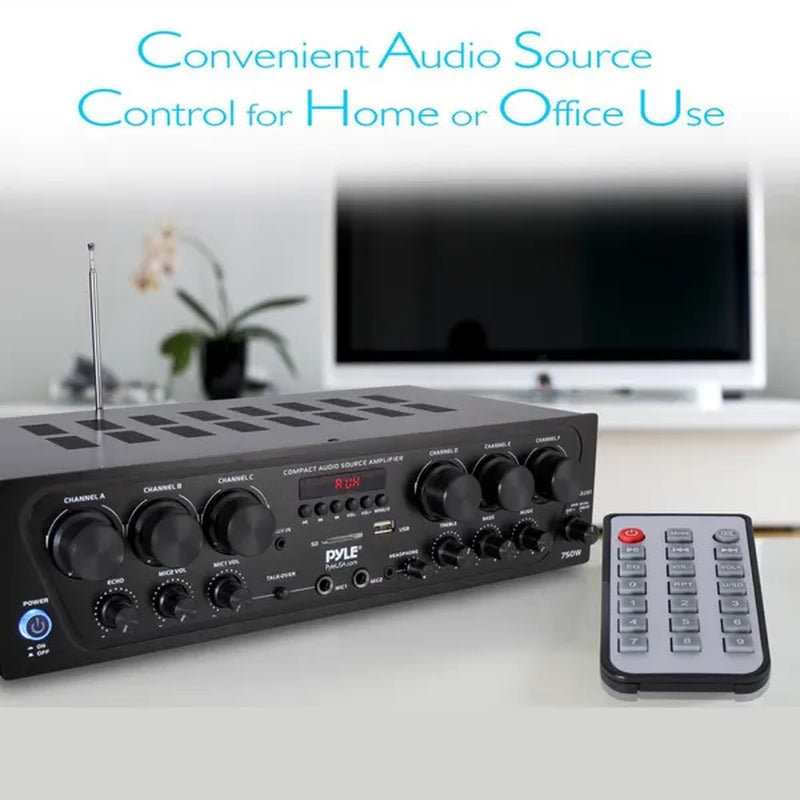 Pyle PTA62BT.5 Bluetooth Home Audio 750 Watt 6 Channel Amplifier Stereo Receiver (Open Box)