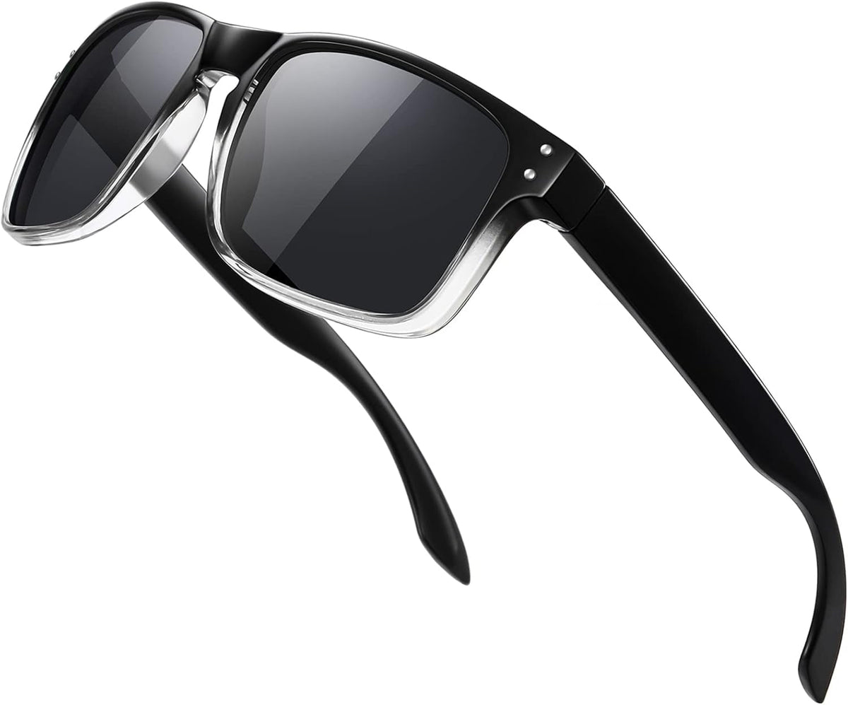 Polarized Sunglasses Men Womens - Retro Square Sun Glasses for Fishing Driving UV Protection (Black)