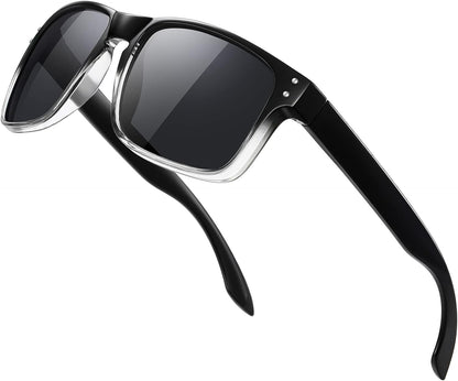 Polarized Sunglasses Men Womens - Retro Square Sun Glasses for Fishing Driving UV Protection (Black)