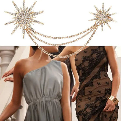 Snowflake Shaped Brooch Alloy Tassel Chain Brooch Lady Jewelry Accessory