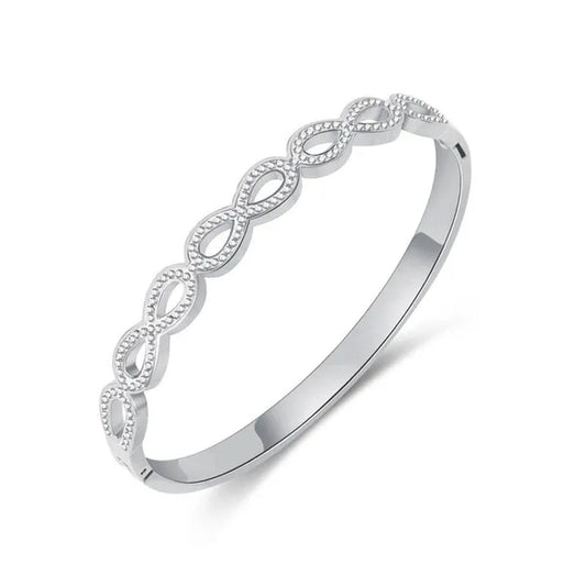 Luxury Fashion Hollow Out Love Infinite Sign Bracelet Inlay Cubic Zirconia for Women Girls Titanium Steel Zircon CZ Stone Infinity Bracelet Silver / Gold