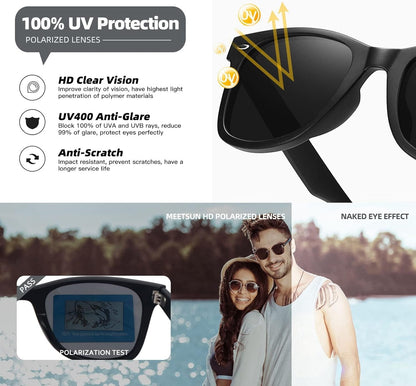 Retro Polarized Sunglasses for Women Men Classic Mirror Lens Driving Trendy Sun Glasses UV Protection (3 Pack)