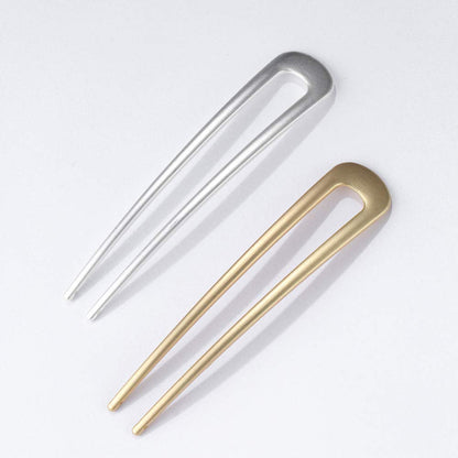 Large French Hair Pins Metal U-Shaped Hair Sticks(Pack of 2, Gold&Silver)