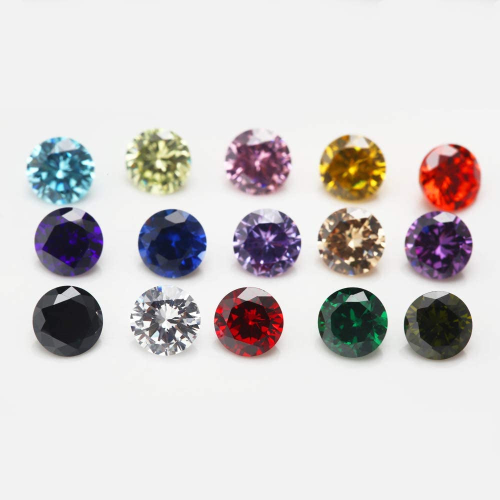 Round Cut 5A Cubic Zirconia Stone Mix 15 Colors Loose CZ Stones Synthetic Gemstone for Jewelry Making