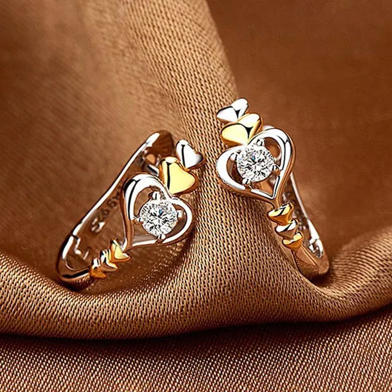 2021 New Arrival Creative Love Heart-shaped Earrings, Beautiful Women's Diamond Jewelry, Two-tone 925 Silver and 18k Gold Huggie Earring, Christmas Gift for Wife Mother