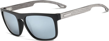 Polarized Sunglasses Men - Square Durable TR90 Lightweight Frame Carbon Fiber UV400 Protection Mens Sunglasses