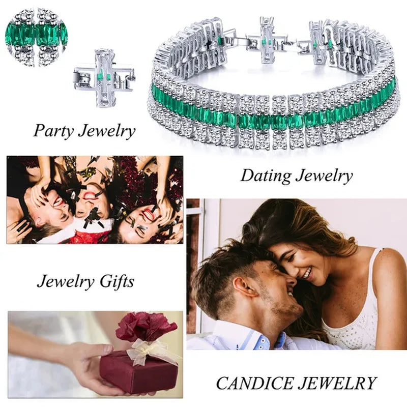 CANDICE Sparkling Wedding Bangle Jewelry Design Luxury Cubic Zirconia White Gold Plated Bridal Wide Bracelet For Women