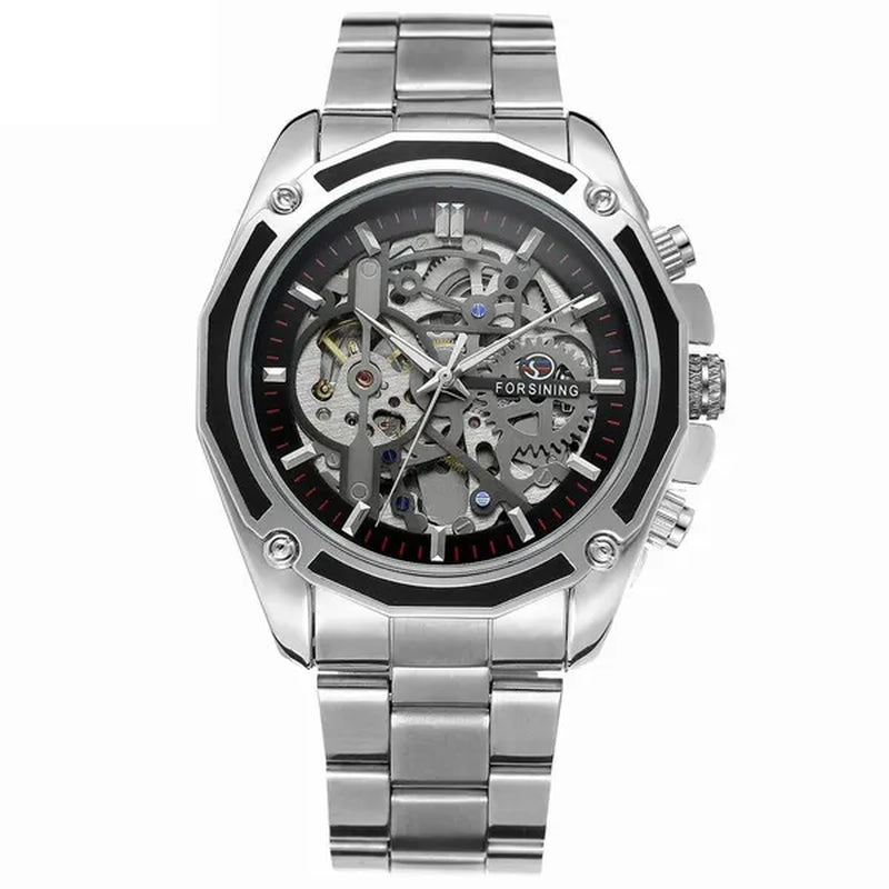 Top Forsining Mechanical Watches Automatic Men's Skeleton Waterproof Stainless Steel Watch Relogio Masculino